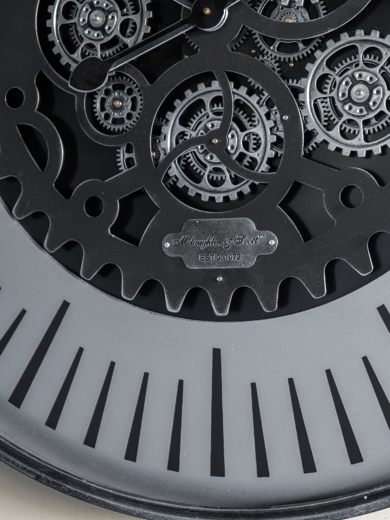 Palladium Black & Nickel Moving Dials Wall Clock Large